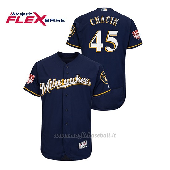Maglia Baseball Uomo Milwaukee Brewers Jhoulys Chacin 2019 Entrenamiento De Primavera Flex Base Blu